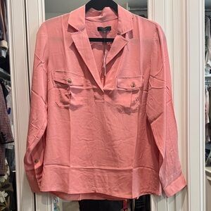 J.Crew Silk Patch Pocket Popover Shirt – Warm Rose (Size Small)